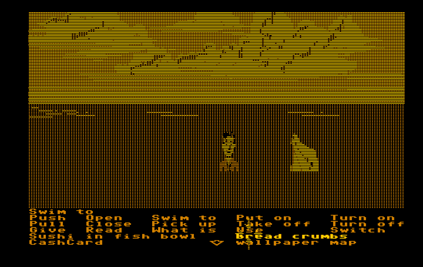 Zak McKracken and the Alien Mindbenders IBM PC/Compatibles Screenshot: Swimming in the ocean...maybe this dolphin can help?