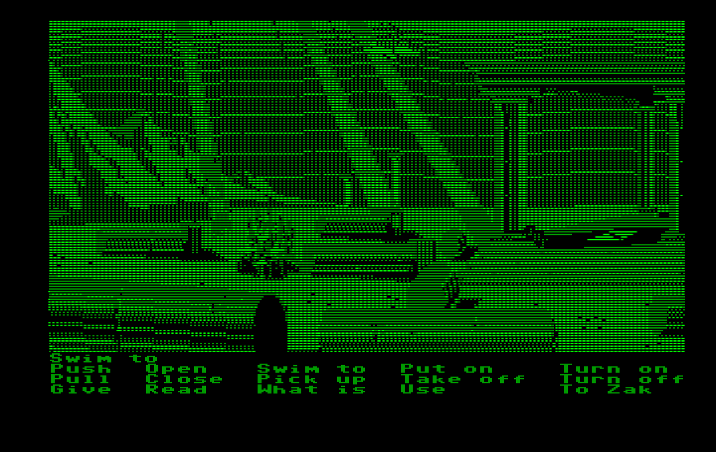 Zak McKracken and the Alien Mindbenders IBM PC/Compatibles Screenshot: Swimming underwater as a dolphin...
