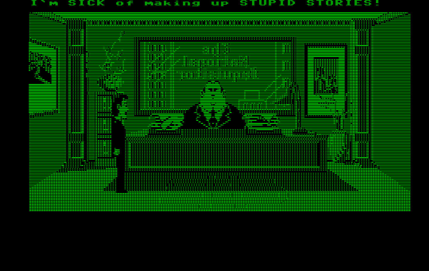 Zak McKracken and the Alien Mindbenders IBM PC/Compatibles Screenshot: Zak isn't happy with his job...