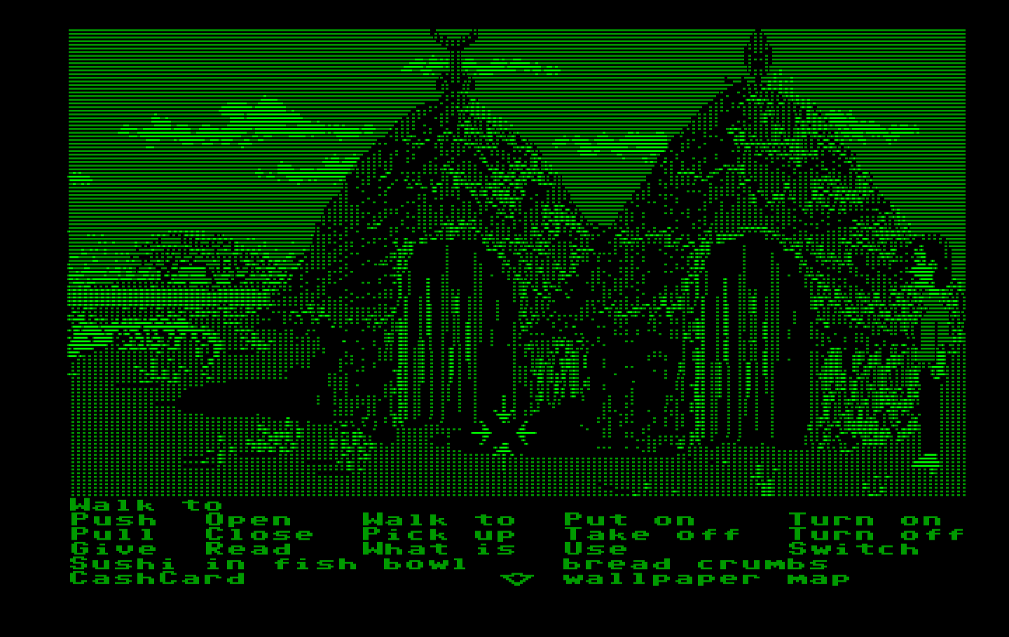 Zak McKracken and the Alien Mindbenders IBM PC/Compatibles Screenshot: Arrived at a village hidden in the jungle...