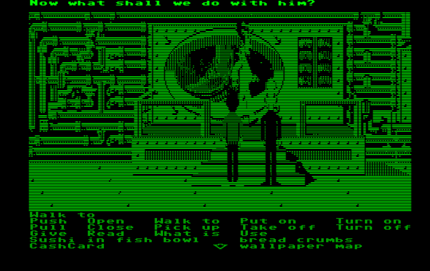 Zak McKracken and the Alien Mindbenders IBM PC/Compatibles Screenshot: I've been captured! What should I do now?