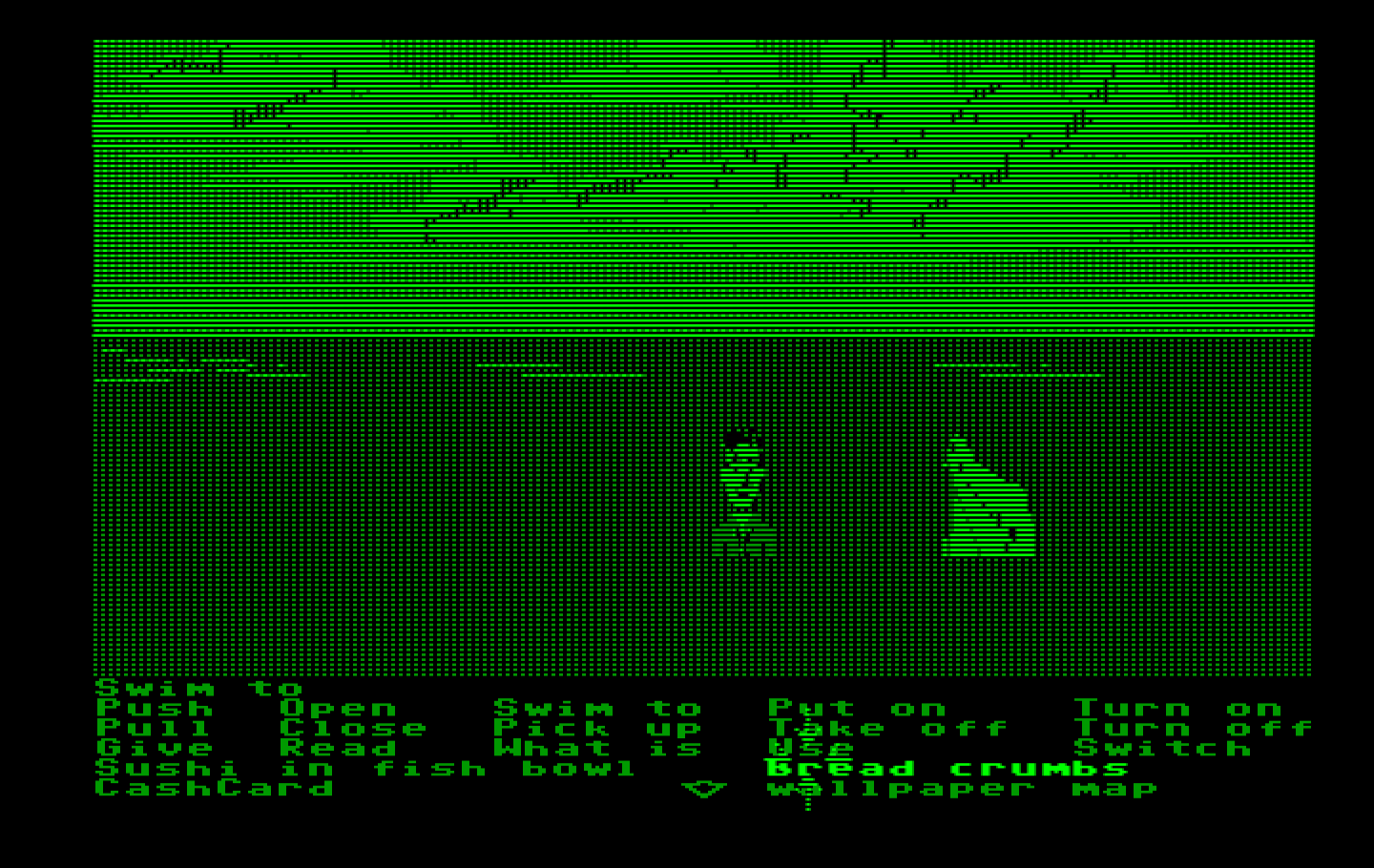 Zak McKracken and the Alien Mindbenders IBM PC/Compatibles Screenshot: Swimming in the ocean...maybe this dolphin can help?
