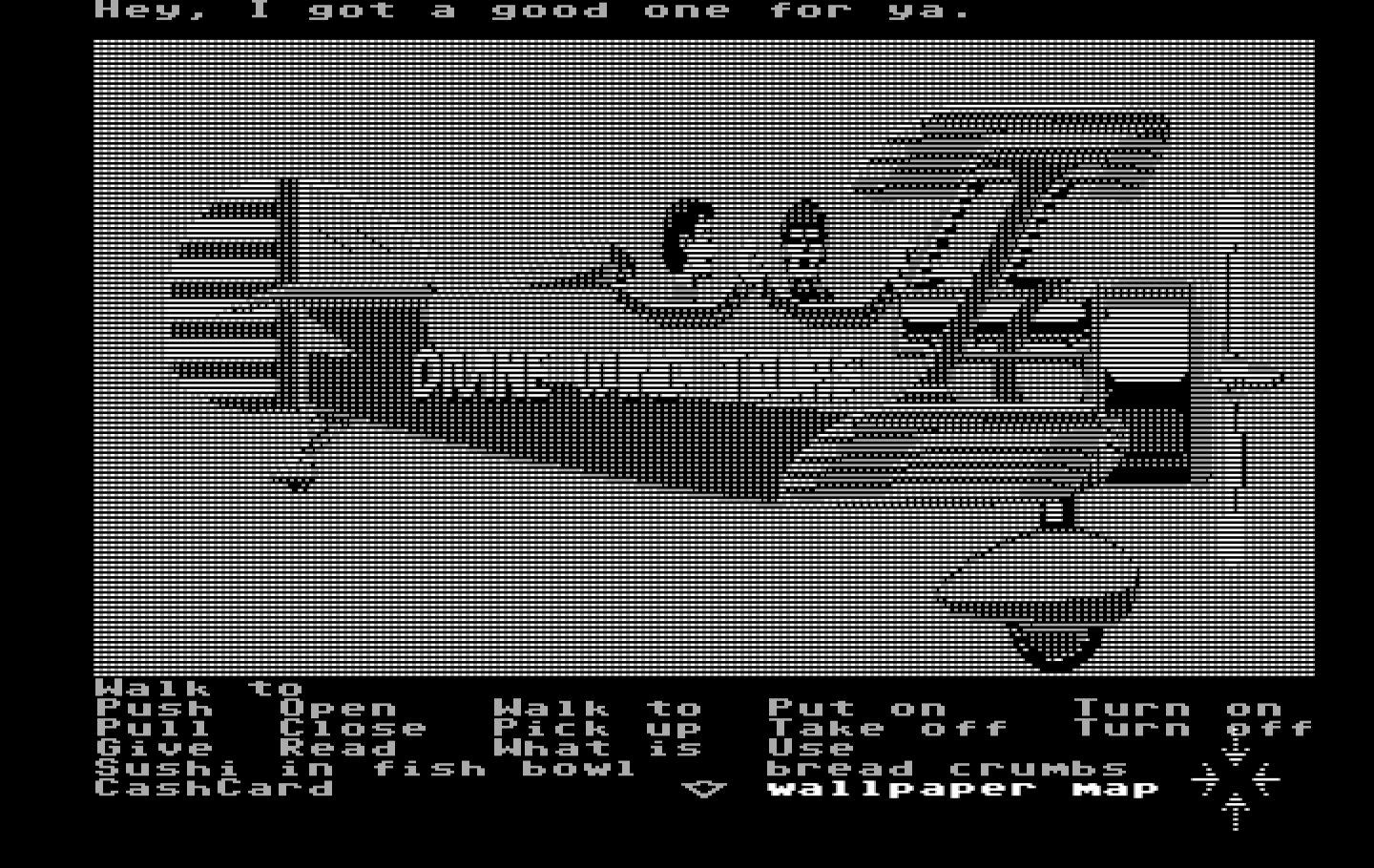 Zak McKracken and the Alien Mindbenders IBM PC/Compatibles Screenshot: The pilot is good at telling bad jokes...