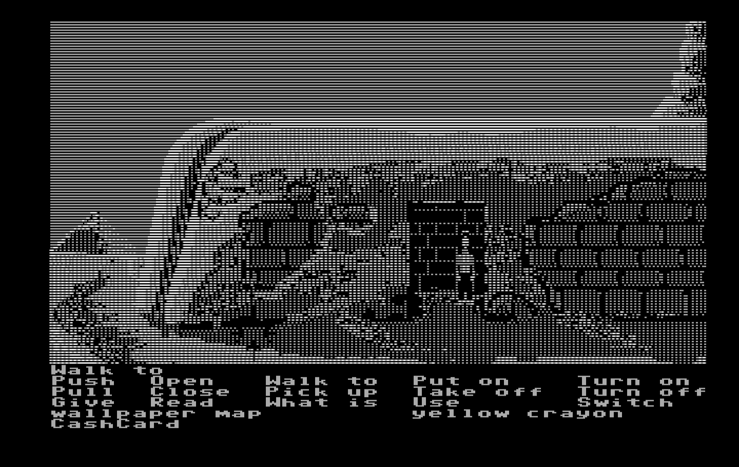 Zak McKracken and the Alien Mindbenders IBM PC/Compatibles Screenshot: Hmm, a door...looks like the entrance to a maze!
