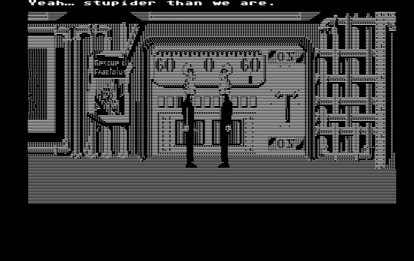 Zak McKracken and the Alien Mindbenders IBM PC/Compatibles Screenshot: A cut scene shows what's going on elsewhere...