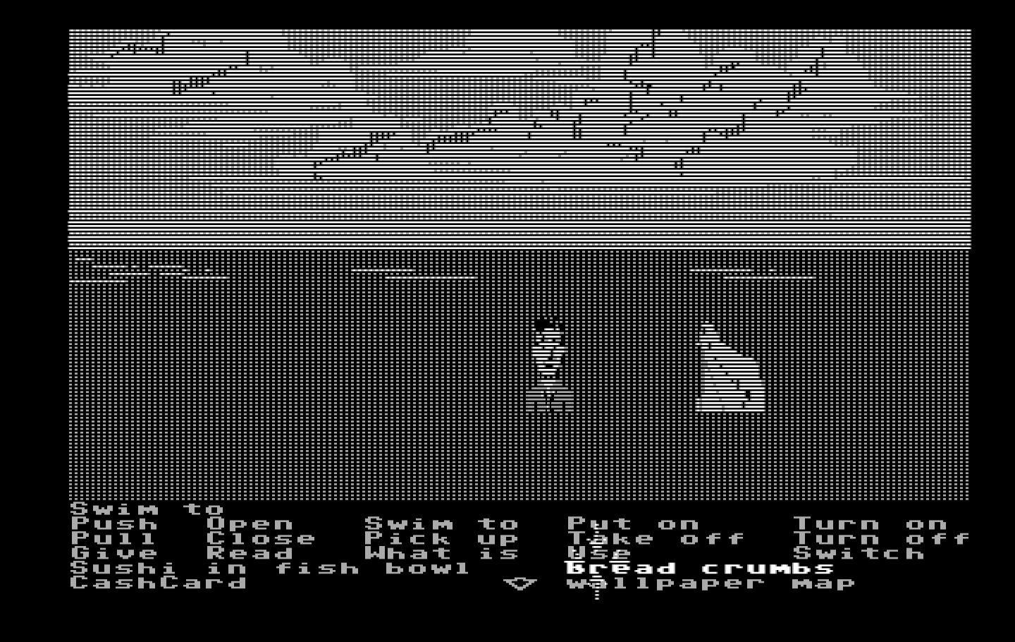 Zak McKracken and the Alien Mindbenders IBM PC/Compatibles Screenshot: Swimming in the ocean...maybe this dolphin can help?