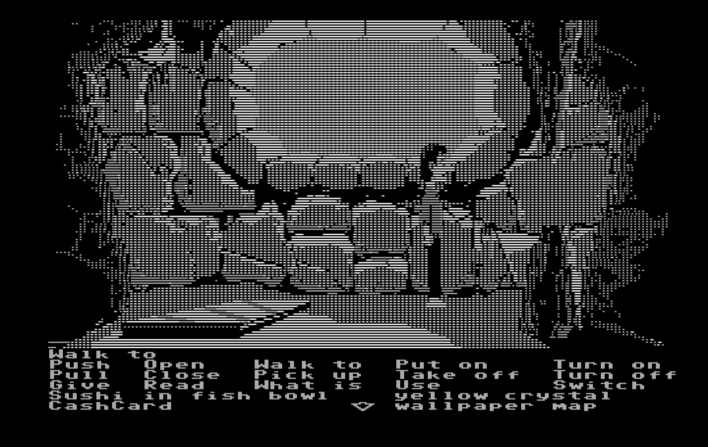 Zak McKracken and the Alien Mindbenders IBM PC/Compatibles Screenshot: Meanwhile, Zak finds some useful items in this cave...