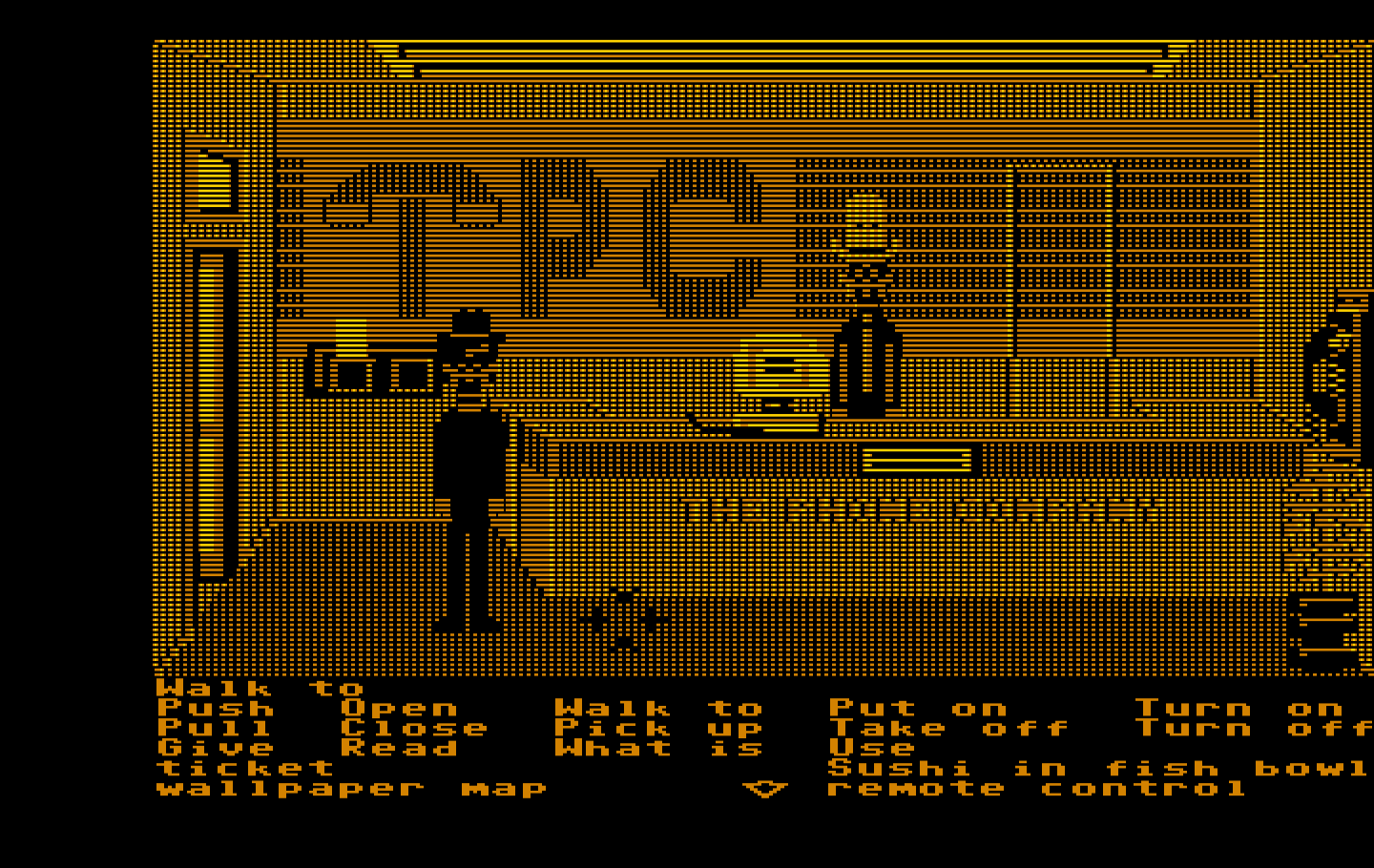 Zak McKracken and the Alien Mindbenders IBM PC/Compatibles Screenshot: Visiting the phone company in disguise.