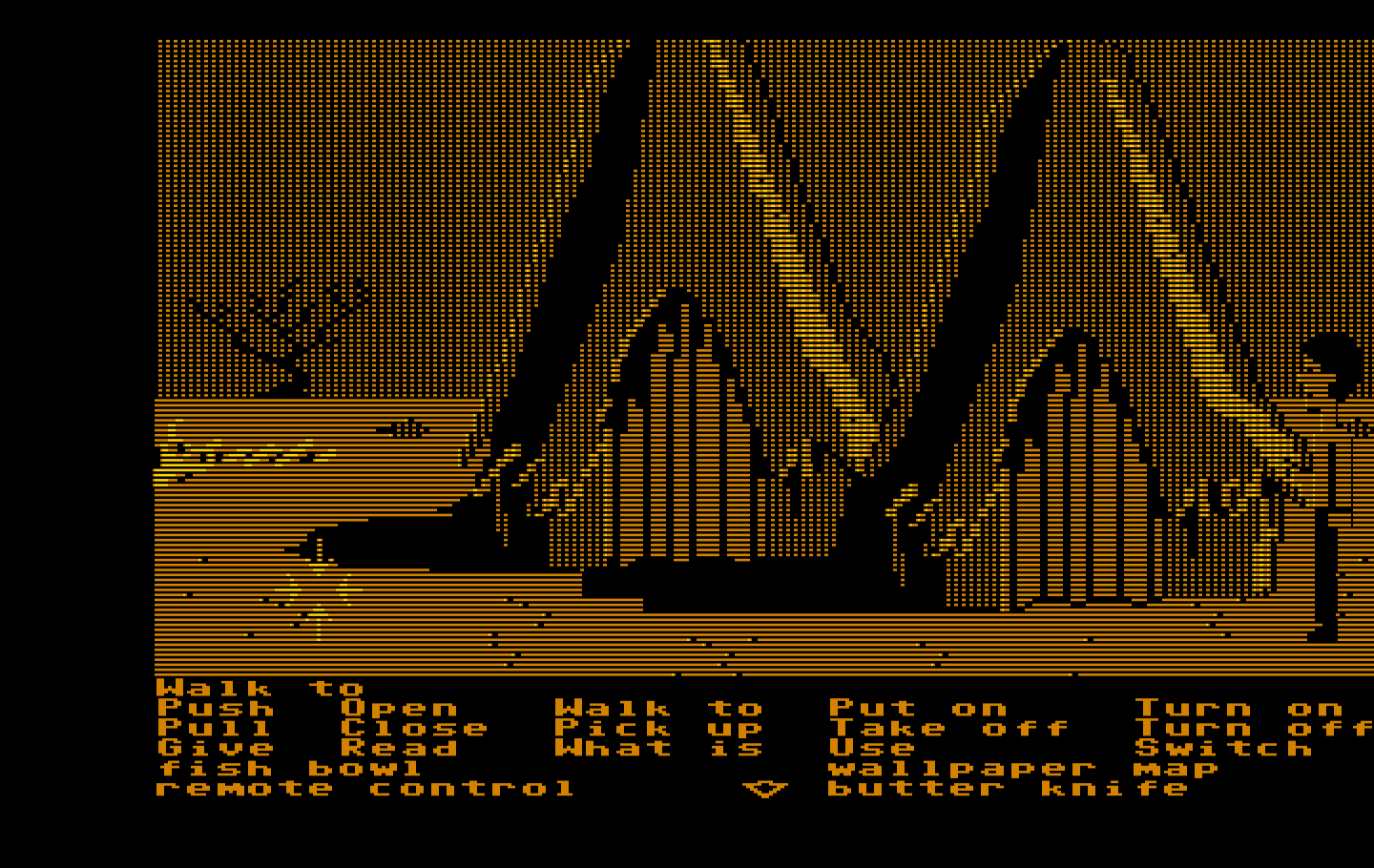 Zak McKracken and the Alien Mindbenders IBM PC/Compatibles Screenshot: Located a village hidden in the jungle.