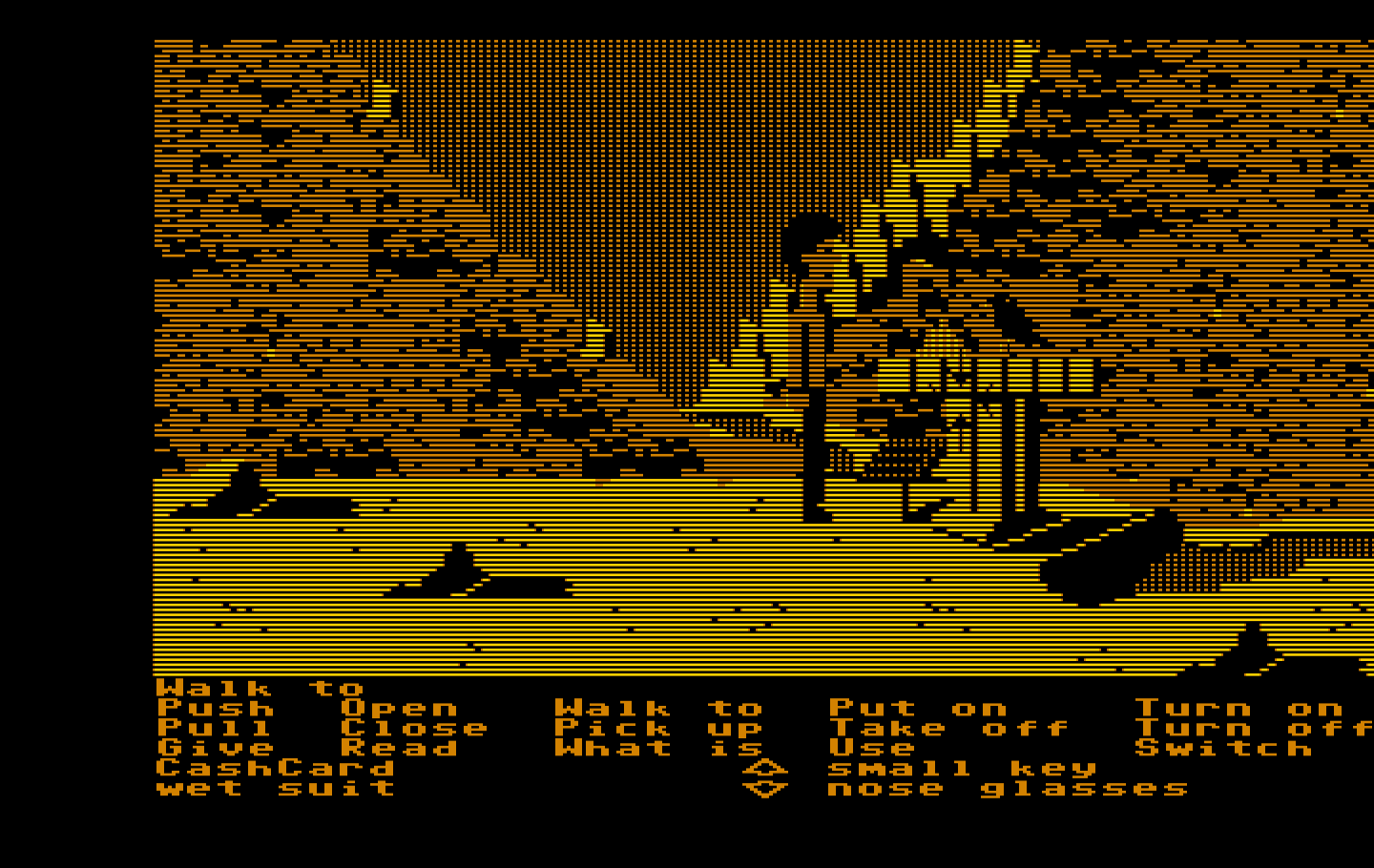 Zak McKracken and the Alien Mindbenders IBM PC/Compatibles Screenshot: The bird feeder attracts a bird...