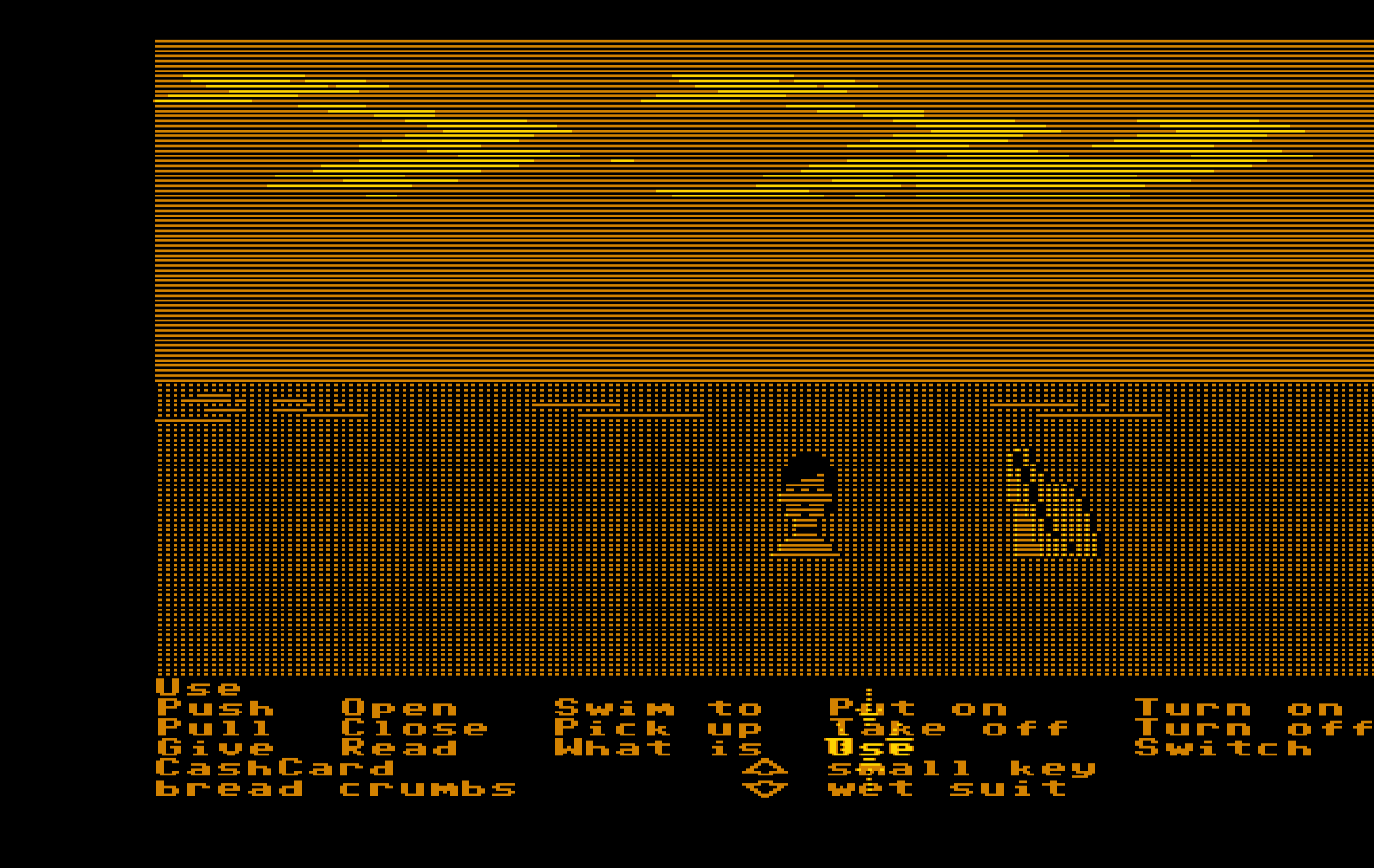 Zak McKracken and the Alien Mindbenders IBM PC/Compatibles Screenshot: Swimming with a dolphin.