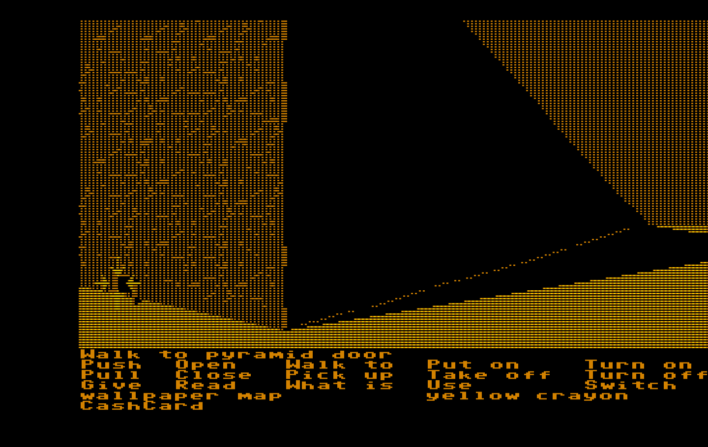 Zak McKracken and the Alien Mindbenders IBM PC/Compatibles Screenshot: Outside of a very large pyramid.