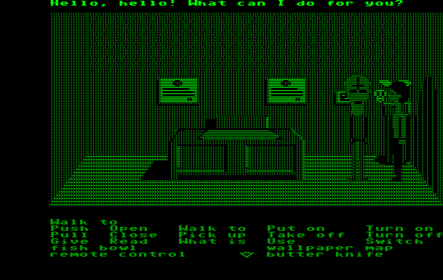 Zak McKracken and the Alien Mindbenders IBM PC/Compatibles Screenshot: Hmm, maybe this guy in the mask can help me?