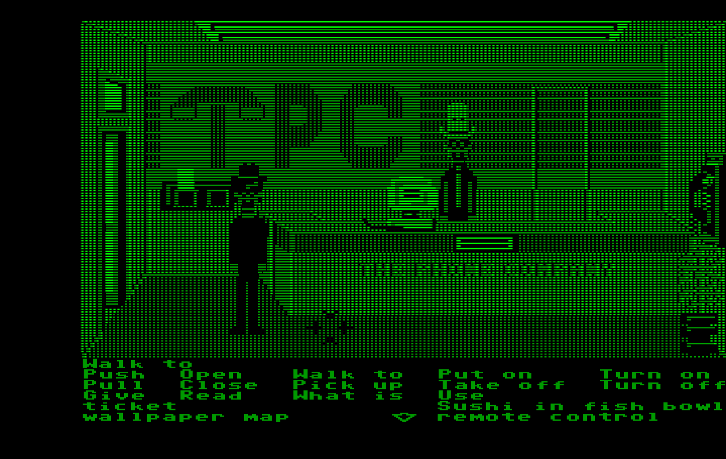 Zak McKracken and the Alien Mindbenders IBM PC/Compatibles Screenshot: Visiting the phone company in disguise.