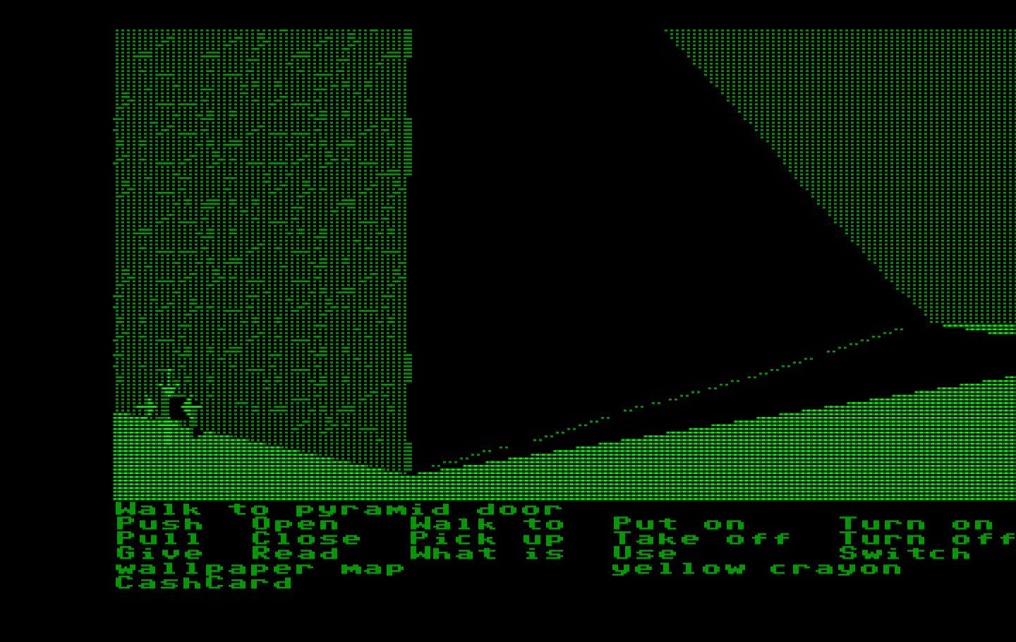 Zak McKracken and the Alien Mindbenders IBM PC/Compatibles Screenshot: Outside of a very large pyramid.