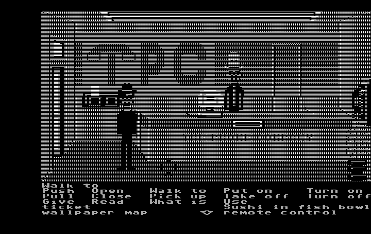 Zak McKracken and the Alien Mindbenders IBM PC/Compatibles Screenshot: Visiting the phone company in disguise.