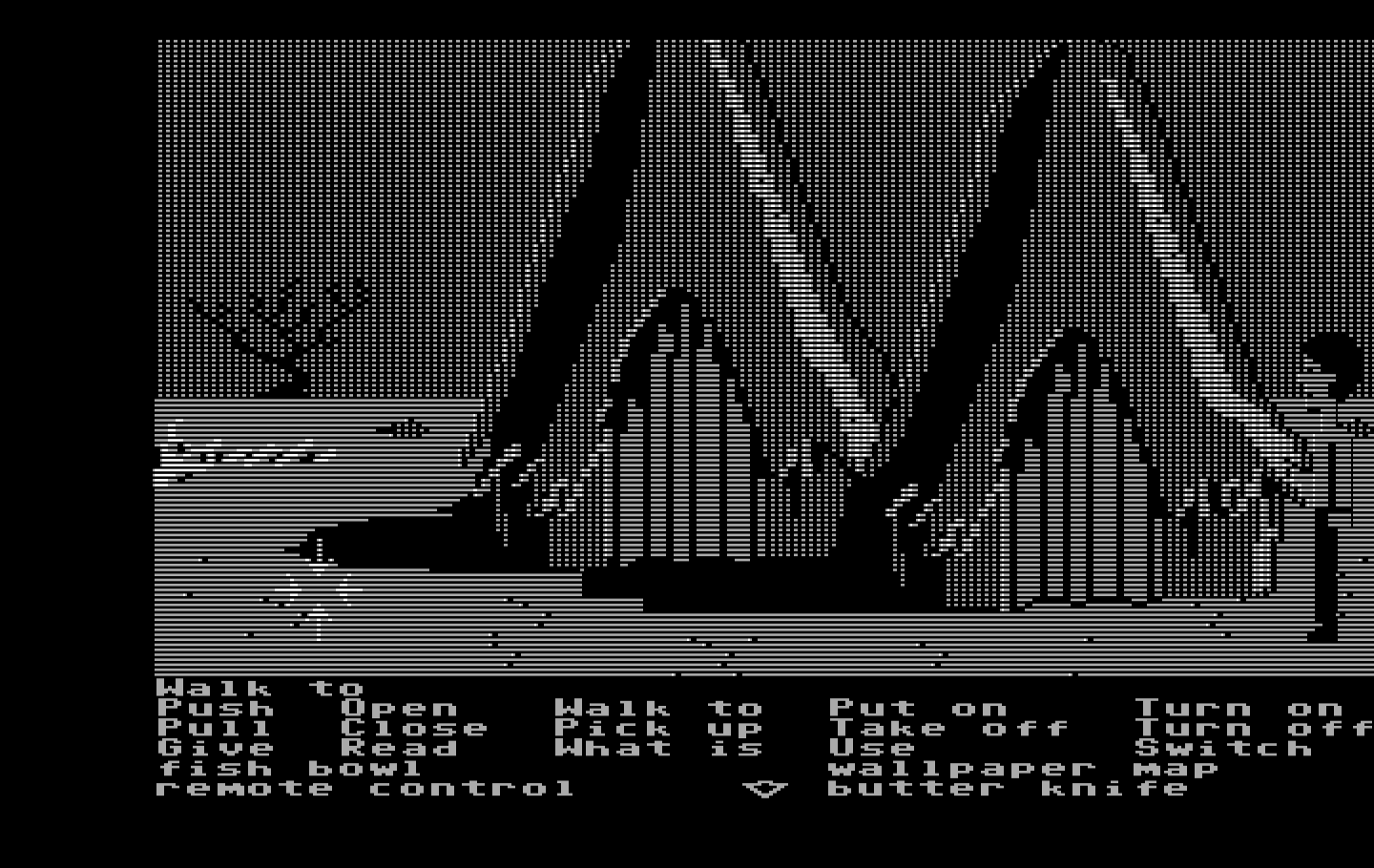 Zak McKracken and the Alien Mindbenders IBM PC/Compatibles Screenshot: Located a village hidden in the jungle.