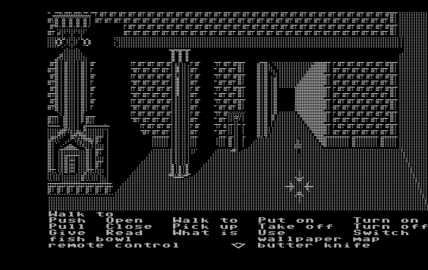 Zak McKracken and the Alien Mindbenders IBM PC/Compatibles Screenshot: Opposite end of the great hall...