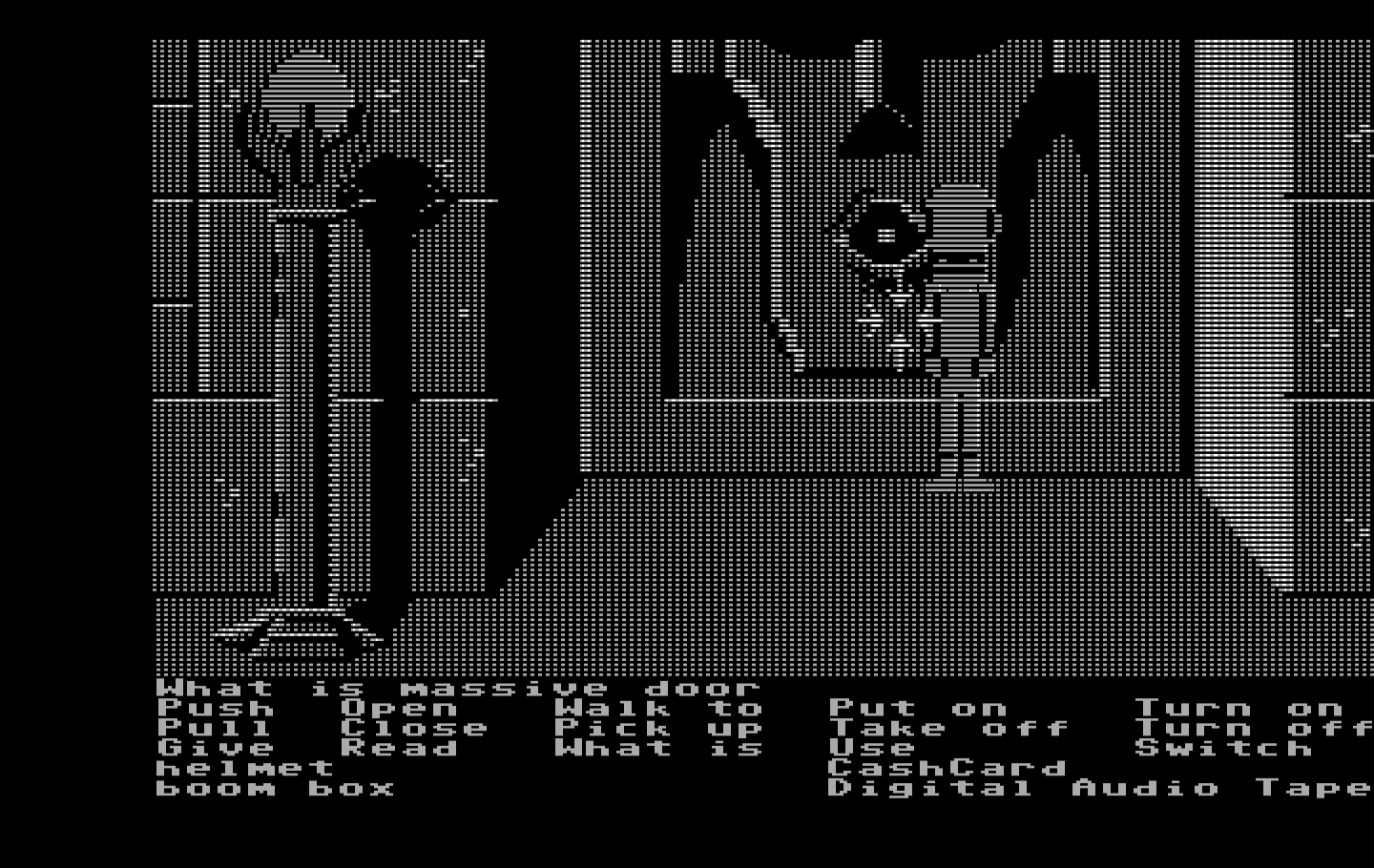 Zak McKracken and the Alien Mindbenders IBM PC/Compatibles Screenshot: I need to find a way to open this massive door.