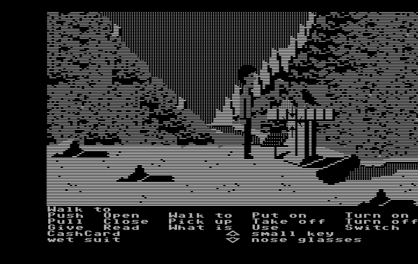 Zak McKracken and the Alien Mindbenders IBM PC/Compatibles Screenshot: The bird feeder attracts a bird...