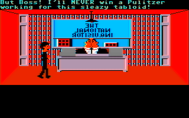 Zak McKracken and the Alien Mindbenders IBM PC/Compatibles Screenshot: Zak isn't entirely happy with his job...