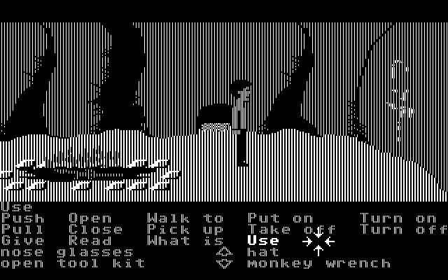 Zak McKracken and the Alien Mindbenders IBM PC/Compatibles Screenshot: Exploring a cave...what are these strange markings?