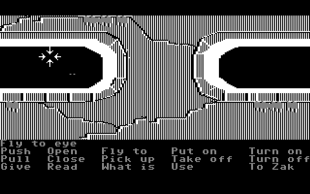Zak McKracken and the Alien Mindbenders IBM PC/Compatibles Screenshot: Flying towards the eye of the alien...