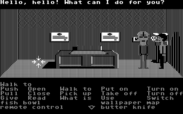 Zak McKracken and the Alien Mindbenders IBM PC/Compatibles Screenshot: Hmm, maybe this guy with the mask can help?