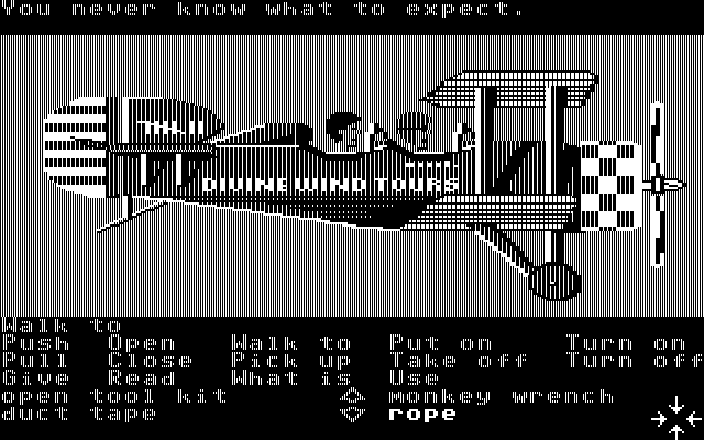 Zak McKracken and the Alien Mindbenders IBM PC/Compatibles Screenshot: Flying through the Bermuda Triangle.