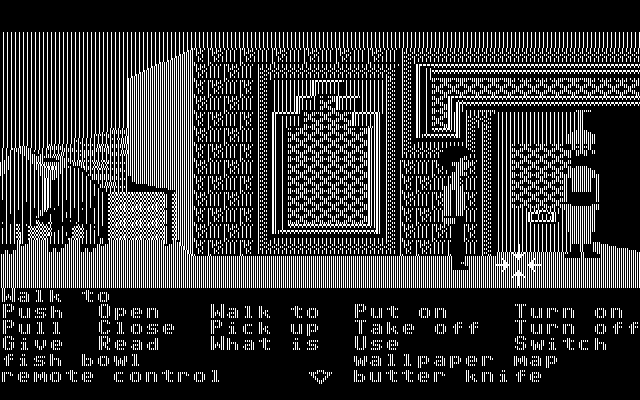 Zak McKracken and the Alien Mindbenders IBM PC/Compatibles Screenshot: The guru can help you...if the guard lets you pass!