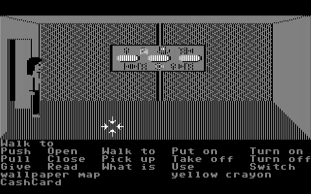 Zak McKracken and the Alien Mindbenders IBM PC/Compatibles Screenshot: This room is empty...but what are those markings on the wall?