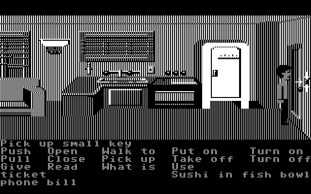 Zak McKracken and the Alien Mindbenders IBM PC/Compatibles Screenshot: Don't forget that key before you leave the appartment...
