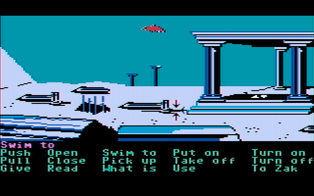 Zak McKracken and the Alien Mindbenders IBM PC/Compatibles Screenshot: Swim beneath the sea as a dolphin!