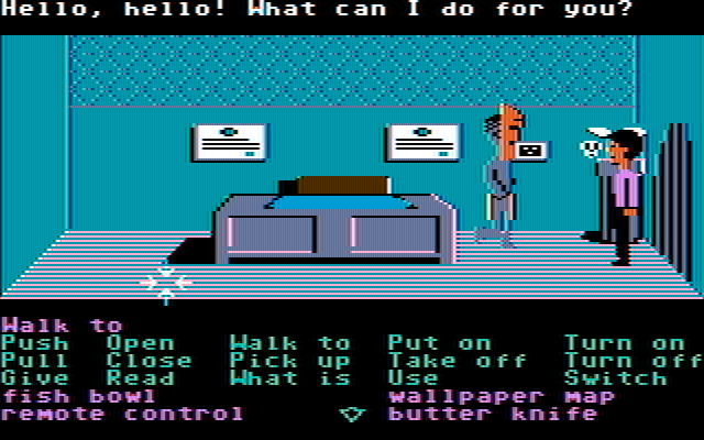 Zak McKracken and the Alien Mindbenders IBM PC/Compatibles Screenshot: Maybe this guy with the mask can help?