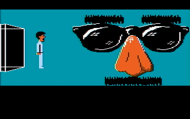 Zak McKracken and the Alien Mindbenders IBM PC/Compatibles Screenshot: Introduction; A giant pair of the nose glasses that appear throughout the game!