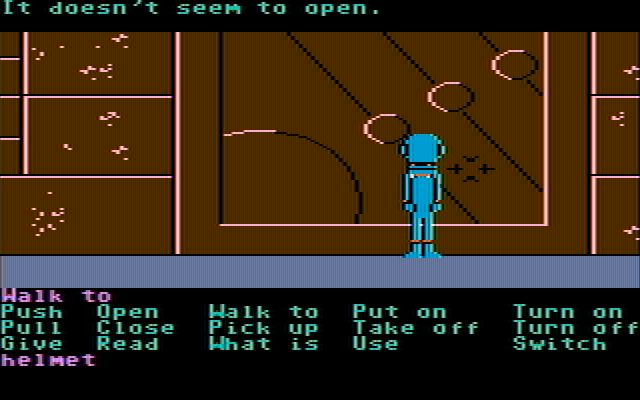Zak McKracken and the Alien Mindbenders IBM PC/Compatibles Screenshot: What a strange door that I can't open yet...