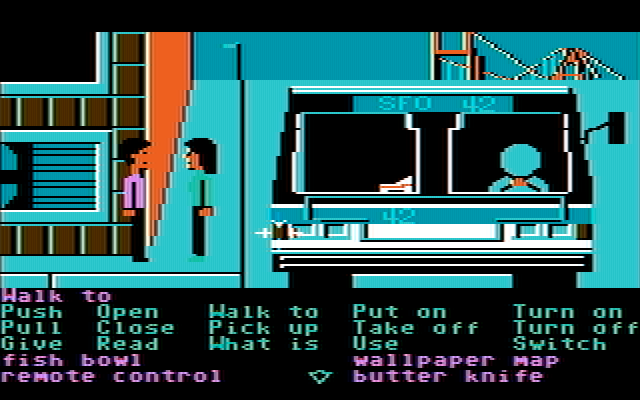 Zak McKracken and the Alien Mindbenders IBM PC/Compatibles Screenshot: The bus driver is asleep!