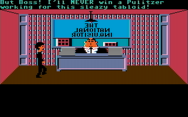 Zak McKracken and the Alien Mindbenders IBM PC/Compatibles Screenshot: Zak isn't entirely happy with his job...