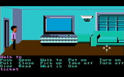 Zak McKracken and the Alien Mindbenders for IBM PC/Compatibles - Zak's living room, featuring a very large T.V.!