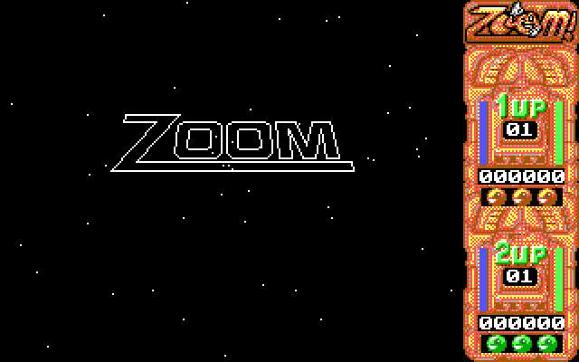 Zoom! IBM PC/Compatibles Screenshot: The title slowly zooms in...