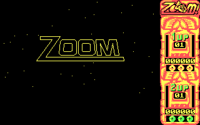 Zoom! IBM PC/Compatibles Screenshot: The game title zooms in...