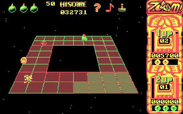 Zoom! IBM PC/Compatibles Screenshot: Your opponents close in fast...