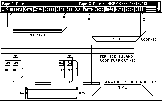 Hometown, U.S.A. IBM PC/Compatibles Screenshot: A gas station.