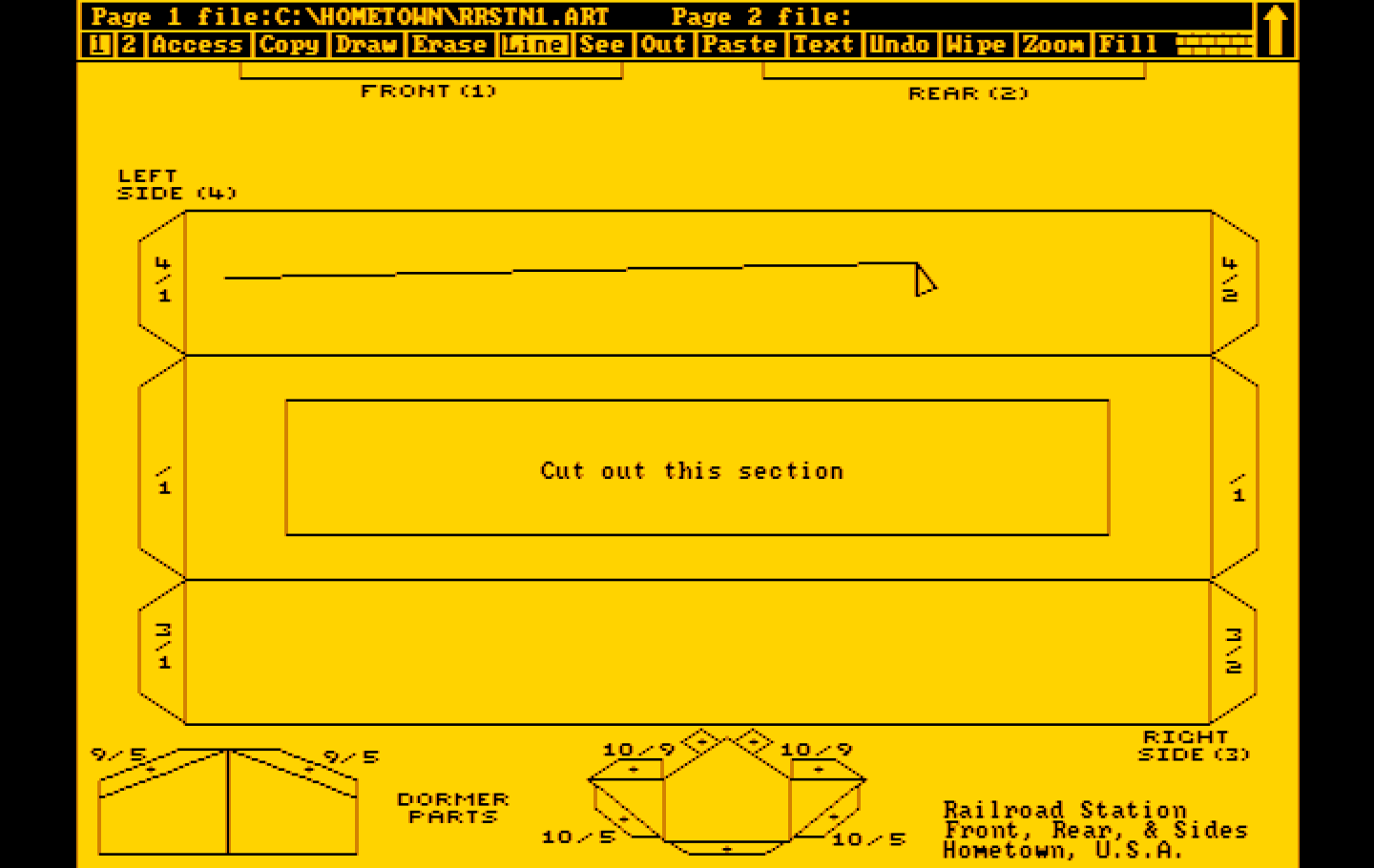 Hometown, U.S.A. IBM PC/Compatibles Screenshot: Draw some new lines if you wish to modify a building.