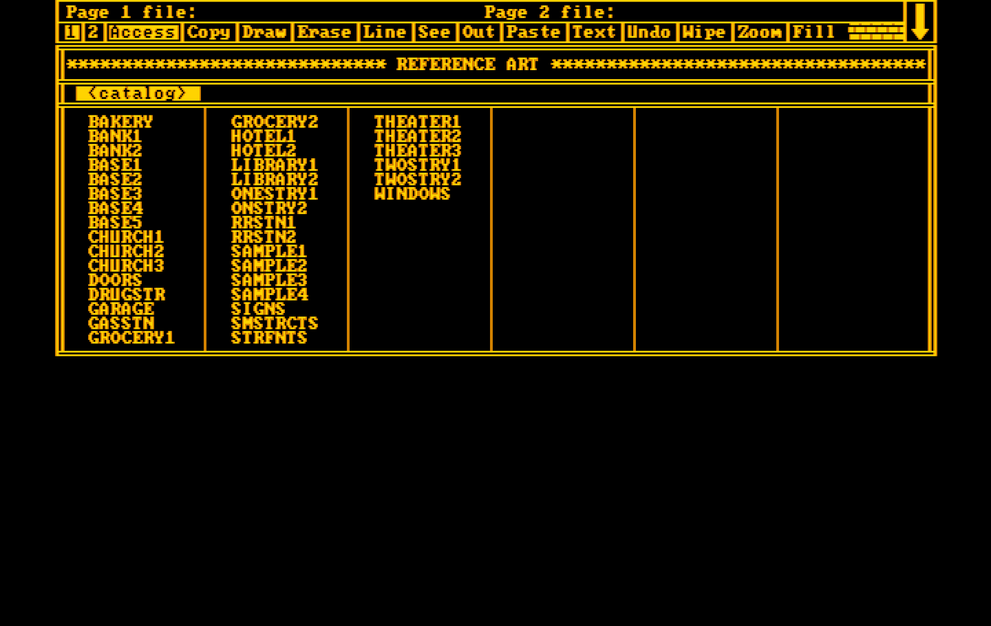 Hometown, U.S.A. IBM PC/Compatibles Screenshot: Open an existing buiding from the catalog.