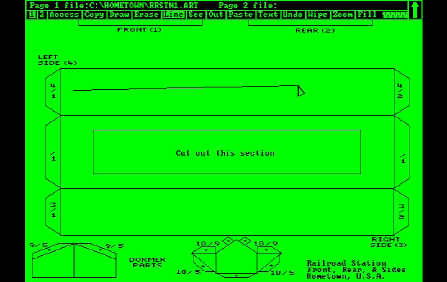 Hometown, U.S.A. IBM PC/Compatibles Screenshot: Draw some new lines if you wish to modify a building.