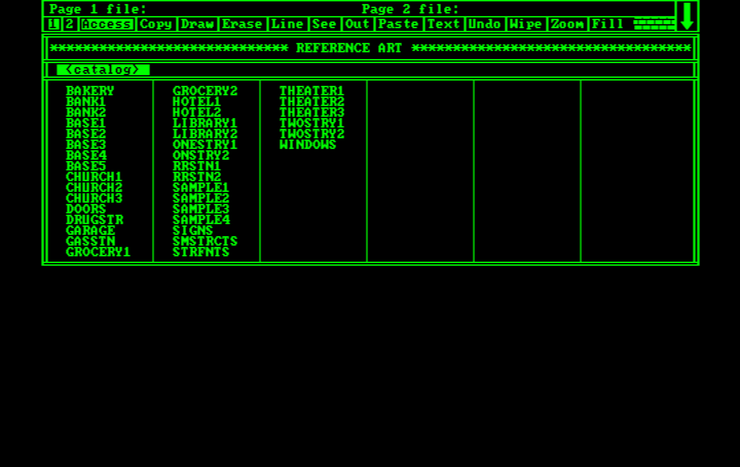 Hometown, U.S.A. IBM PC/Compatibles Screenshot: Open an existing buiding from the catalog.