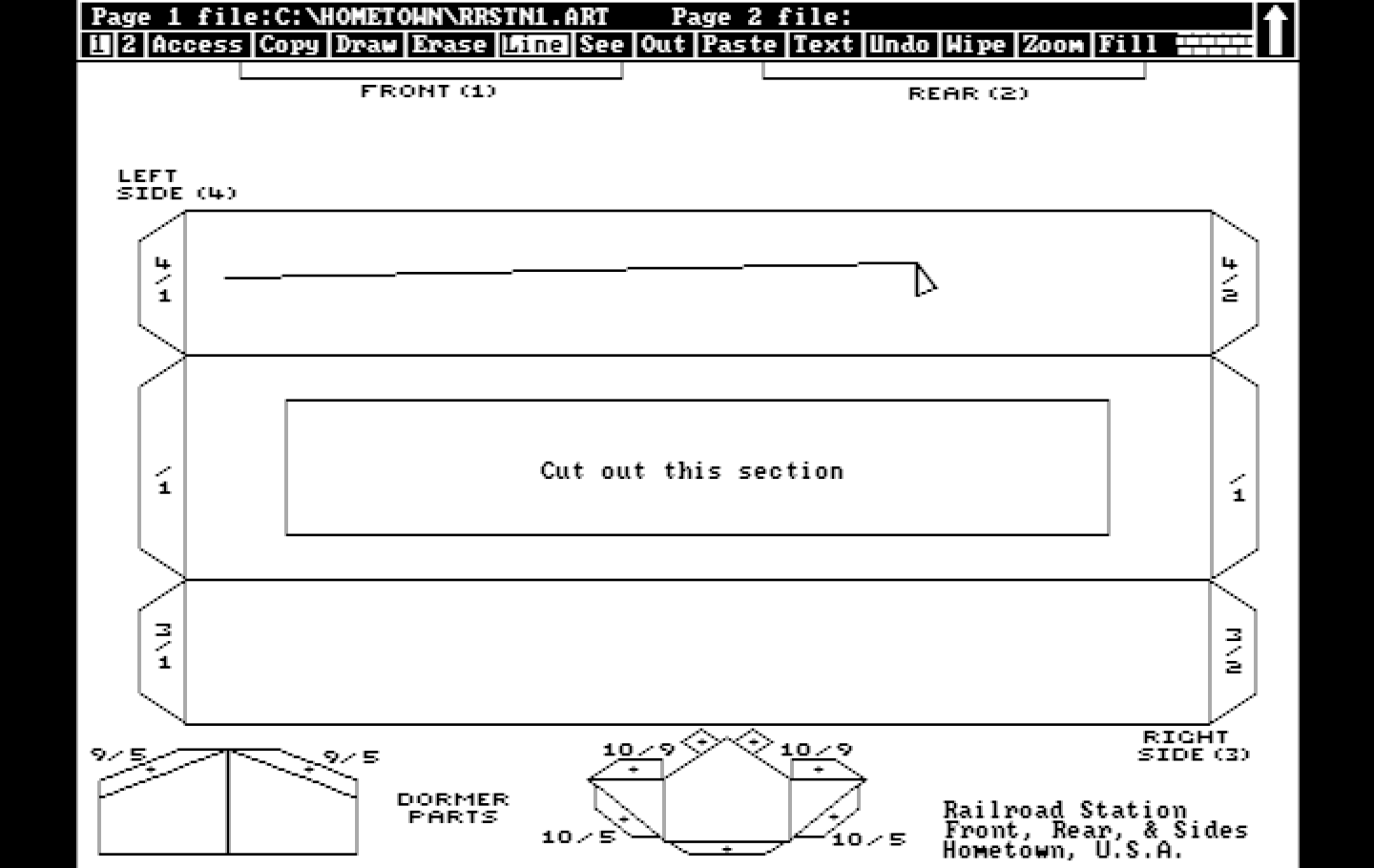 Hometown, U.S.A. IBM PC/Compatibles Screenshot: Draw some new lines if you wish to modify a building.