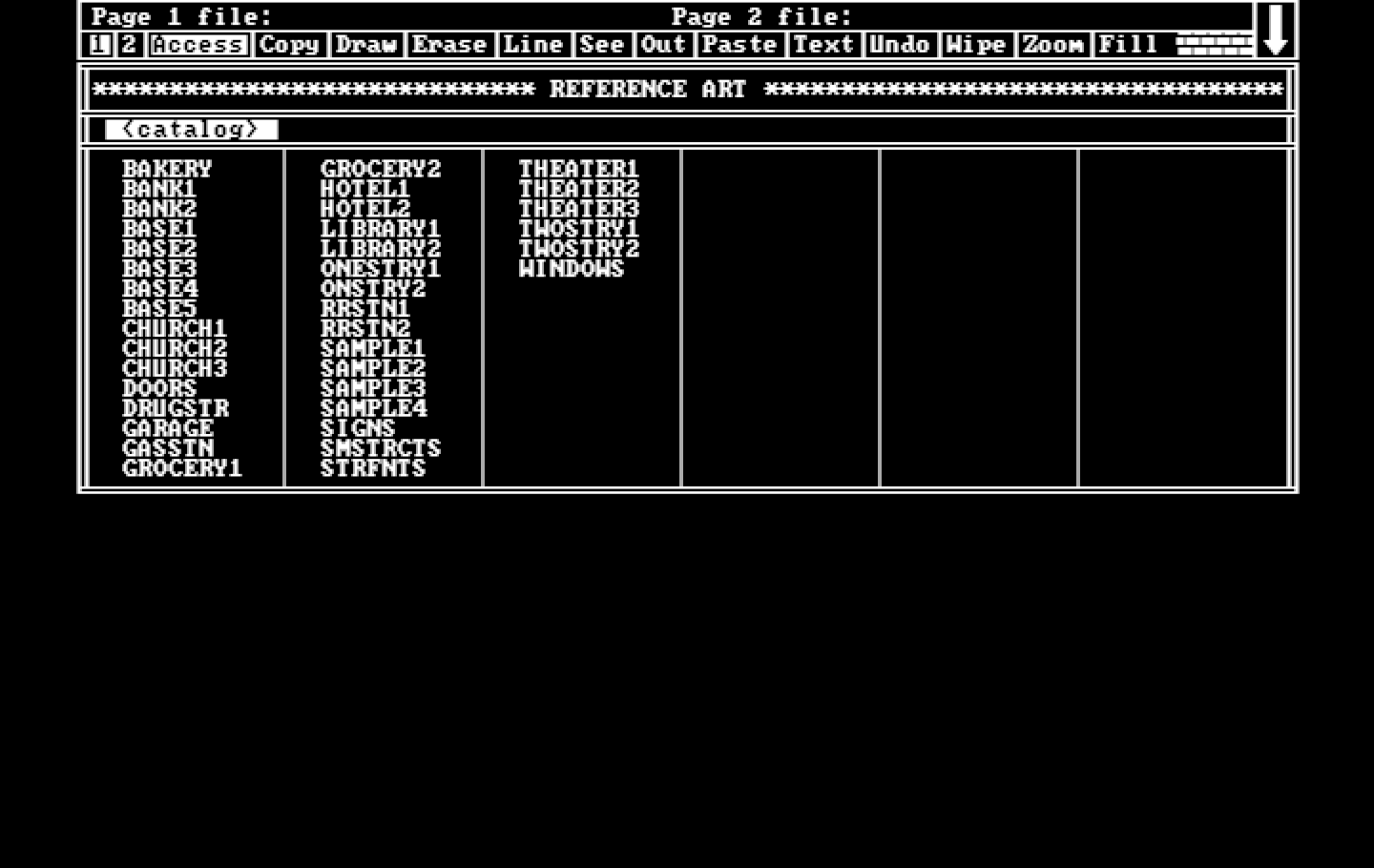 Hometown, U.S.A. IBM PC/Compatibles Screenshot: Open an existing buiding from the catalog.