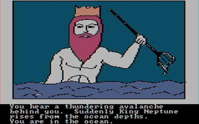 Hi-Res Adventure #4: Ulysses and the Golden Fleece IBM PC/Compatibles Screenshot: Introducing King Neptune.
